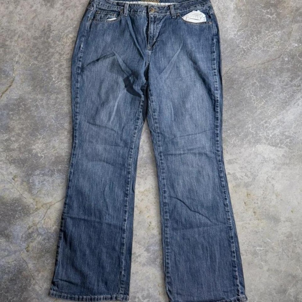 St.‎ John's Bay blue denim jeans with a relaxed straight leg fit